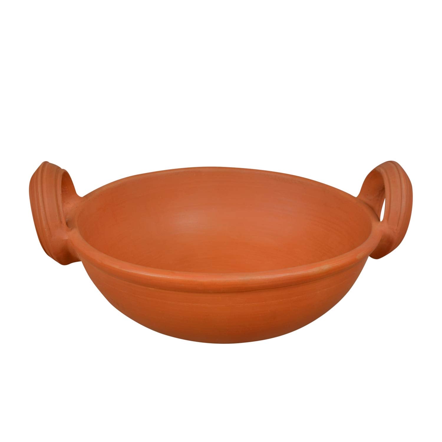 Earthenware Handcrafted Natural Clay Indian Wok - Brown Clay Kadhai, 1.5 Liters Earthenware Handcrafted Natural Clay Indian Wok - Brown Clay Kadhai, 1.5 Liters