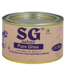 Pure Desi Cow Ghee By SG Aahaa | Rich Source Of Vitamin & Protein Fiber Pure Healthy Cow Ghee Perfect For Roast Makhana | (200ml) 6.7 Ounce | Tin Pack