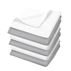 U & U Unique Utilities Microfiber Face Towels 400 Gsm | Gym Towels For Men & Women | Super Soft & Ultra Absorbent (Grey & White) -Set Of 6