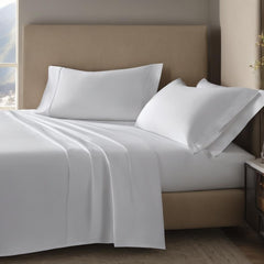 Double Bedsheet With 2 Pillow Cover - Size 78 X 48 Inches, White | Summer Breathable & Wrinkle Free-Long Lasting & Soft Touch
