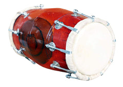 Wooden Musical Dholak Instrument Drum Nuts & Bolt With Bag - Maroon | Perfectly Symmetric Round Dholak - Dholak For Festival, Wedding, Satsang | Very Easy To Tune