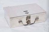 Stainless Steel Cash, Jewellery, Coin Box Silver Rectangular Storage Box With Pre - Fitted Lock 7 Inch, Special Feature - Portable Coin Box