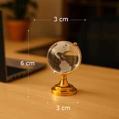 Fengshui Crystal Globe With Golden Stand For Positive Energy, Success, Good Luck & Prosperity, Vastu Remedy For Home Childrens Study Table & Office (Glass, White) Pack Of 1