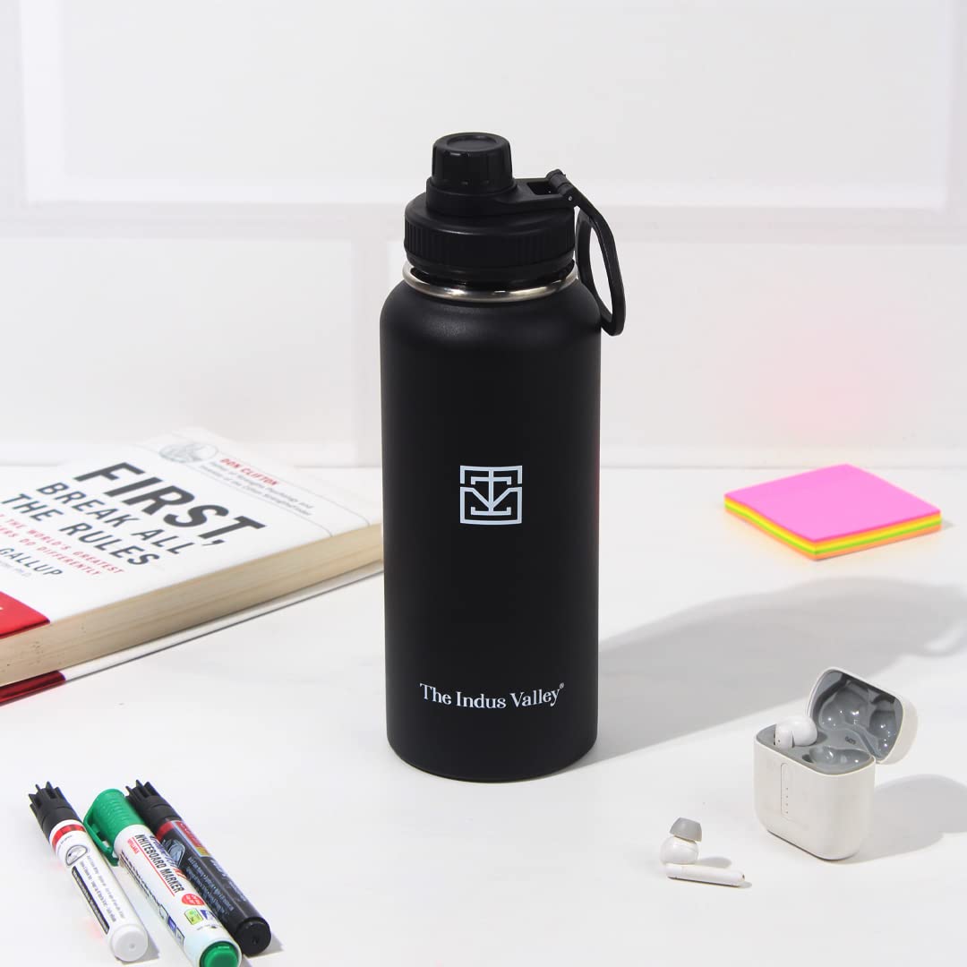 Pro-Hydro Vacuum Insulated Stainless Steel Wide Mouth Bottle For School, College, Office With Handle - Black, 1 Liter | 304 Grade SS, Double Walled, Hot & Cold Temperature, Leak Proof, BPA-Free Pro-Hydro Vacuum Insulated Stainless Steel Wide Mouth Bottle For School, College, Office With Handle - Black, 1 Liter | 304 Grade SS, Double Walled, Hot & Cold Temperature, Leak Proof, BPA-Free