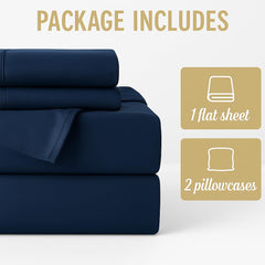 Microfiber Double Bedsheets With 2 Pillow Cover - 90 X 100 Inches, Navy Blue | Good Or Home, Hotel, Villa, Resort & Guest House | Wrinkle Free Luxury