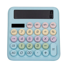 Mastano Desktop Cute Calculator -12 Digit Large Display | Big Buttons | Solar Power | Aesthetic Candy Color | For Office, School, Home Blue