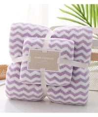 Homecloud Ultra Soft 300 Gsm Bath Towel Set | 3x Softer Than Cotton Towels Ziczac Purple | Highly Absorbent & Ultra Fast Dry | Set Of 2 (1 Bath + 1 Face Towel)