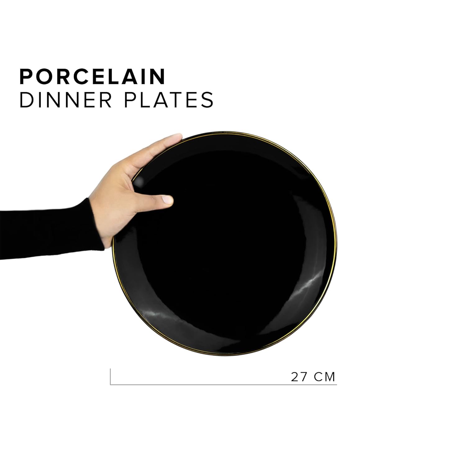 Ceramic Dinner Plates Set Of 6 Pieces - Black Gold, Gold Line Series | Ceramic Plates Set With Glossy Finish - Ceramic Dinner Plates | Set Of 6 Plates For Dinner Ceramic Dinner Plates Set Of 6 Pieces - Black Gold, Gold Line Series | Ceramic Plates Set With Glossy Finish - Ceramic Dinner Plates | Set Of 6 Plates For Dinner