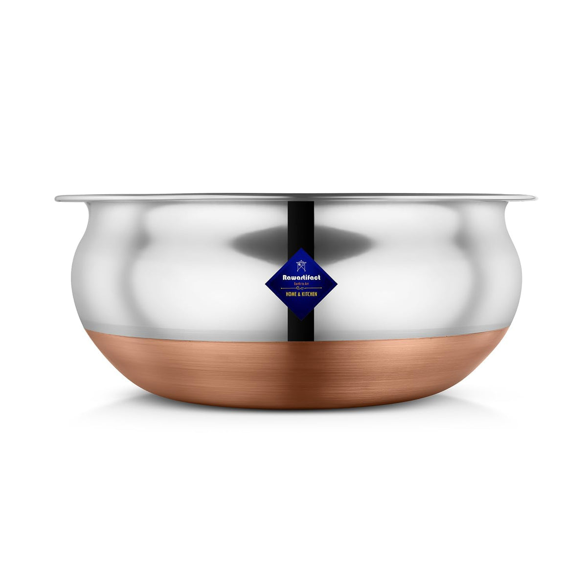Silver Stainless Steel Copper Bottom Cookware Handi | Cooking, Serving Pot Pan, Bowl, Handi, Urli 500ml