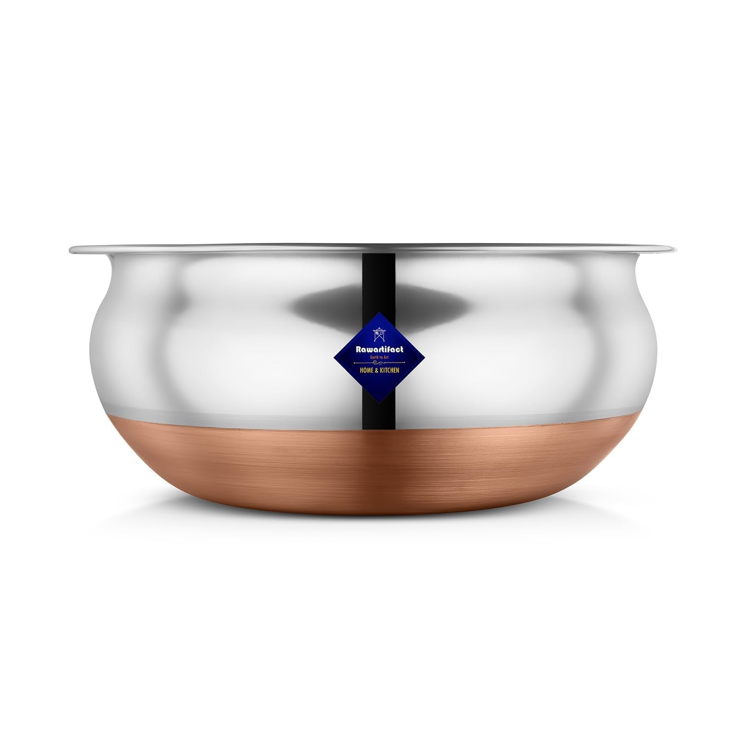 Silver Stainless Steel Copper Bottom Cookware Handi | Cooking, Serving Pot Pan, Bowl, Handi, Urli 2000ml Silver Stainless Steel Copper Bottom Cookware Handi | Cooking, Serving Pot Pan, Bowl, Handi, Urli 2000ml