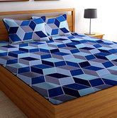 100% Cotton Double Bedsheet For Queen Size With 2 Pillow Covers - 90 X 90 Inches, Multicolor | Touch Feel Soft & Smooth - All Season Comfortable