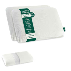 Memory Foam Pillow For Neck & Shoulder Pain Relief, White - King Size - 5 Inch | Cervical Pillow For Sleeping - Orthopedic Thick Pillow For Back, Side & Stomach Sleepers - Set Of 2