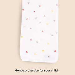 Haber Traditional Baby Muslin Bath Towel 130 Gsm | Organic Indian Cotton 4 Layer, Eco-Conscious & Safe Printed Muslin Cloth Towels | Pack Of 1 (Trio)
