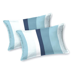 King Size Bed For Elastic Fitted Bedsheet With 2 Pillow Covers | 72 X 78 X 10 Inches, Blue White | Softness, Durability & Comfort | Perfect For Everyday Use