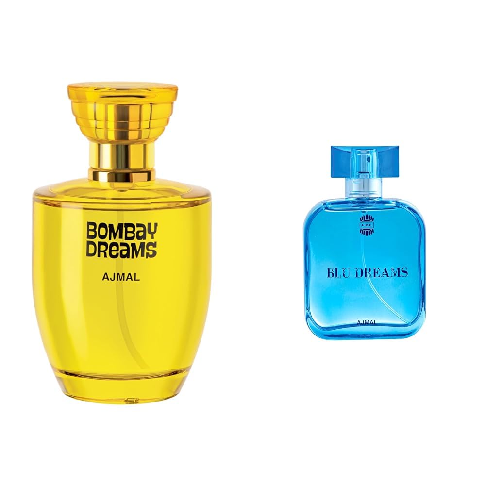 Ajmal Bombay Dreams &  Blu Dreams Eau De Parfum 100ml 3.4 Fl.oz. Each Pack Of 2 | For Men & Women Ajmal Bombay Dreams &  Blu Dreams Eau De Parfum 100ml 3.4 Fl.oz. Each Pack Of 2 | For Men & Women