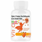 Well- C Vitamin C Tablets Immunity Booster For Kids And Zinc Supplements For Growth Strength Strong Bones Sugar Free | Orange Flavor, 60 Chewable Tablets , 100gm 0.2lbs