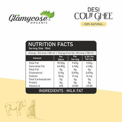 Natural Premium Desi Cow Ghee By Glamycose | High In Protein Fiber Healthy Desi Ghee For Boost Immunity | (1 Litr) 33.8 Ounce | Box Pack