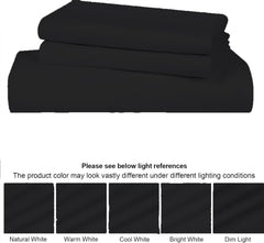 Single Size Fitted Bedsheet With 2 Pillow Covers - 36 X 78 Inches, Black | All-Round Elastic | Comfortable, Wrinkle Resistant, Fade Resistant & Environmentally Friendly