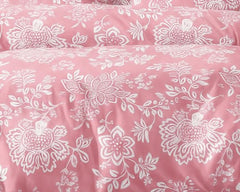 Double Bedsheet For King Size With 2 Matching Pillow Covers - 108 X 108 Inches, Pink & White | Glace Cotton Printed Bedsheet Lightweight, Soft & Smooth - Ideal For Home, Guest House