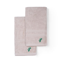 Feather & Spun Bamboo Lavender Fragrance Cotton Hand Towel 400 Gsm | Anti Microbial Fade Resistant Double Needle Stitch Hand Towel (Almond Cream) - Pack Of 2