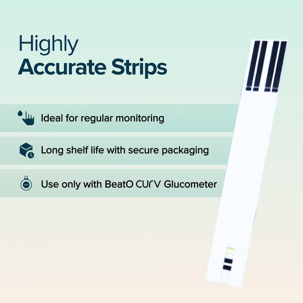 BeatO Curv Blood Glucose Test Strips & Lancets - 100 Strips + 100 Lancets BeatO Curv Blood Glucose Test Strips & Lancets - 100 Strips + 100 Lancets