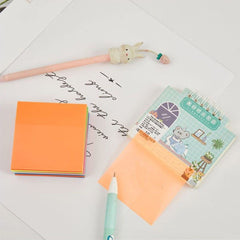 Sticky Notes Pastel Sticky Note Clear Self - Sticky Annotation, Waterproof | Pack Of 2, Orange
