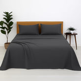 Bedsheets For King Bed Include Pillow Cover, Ultra Soft - 108x108 Inches | Microfiber Plain Dark Grey Solid Bed Sheet-Good For Home, Hotel, Villa, Resort & Guest House