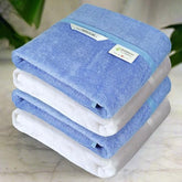 Heelium Bamboo Bath Towel 4x Softer & Quick Drying 400 Gsm (Iris & White)