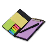 Notepad Memo Holder Desk Organizer With Colorful Sticky Notes, Office Gift Set With Pen (Lavender)