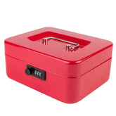 Medium Metal Cash Box With Combination Lock Safe & Money Tray For Security 7.87"X 6.30"X 3.54" Colour - Red