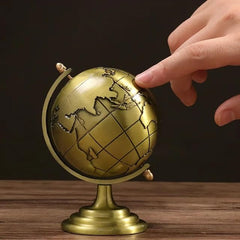 Retro Style Antique Metal Globe Table Decorative Showpiece For Study Table Home & Office 11.5 Cm, Made Of Good-Quality Metal, Pack Of 1