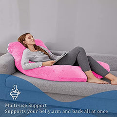 Pregnancy Pillow, Maternity Body Pillow For Sleeping, U Shaped Pillow, Pink - 55 Inch | Full Body Pillow, Pregnancy Pillow For Pregnant Women, Support Belly & Back, Removable Velvet Cover