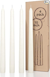 IVORY TAPER CANDLES PACK OF 4 | BURNNG TIME 8 HOURS | PERFECT FOR NIGHT WEDDING