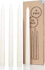 IVORY TAPER CANDLES PACK OF 4 | BURNNG TIME 8 HOURS | PERFECT FOR NIGHT WEDDING