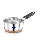 Silver Stainless Steel Copper Bottom Gas Stove, Flat Base Sauce Pan With Handle | Tea Pan, Milk Pan, Tapeli Patila, Sauce Pot Cookware With Handle, 1500ml