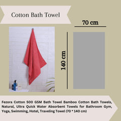 Fezora 100% Cotton Bath Towel 450 Gsm | Ultra Soft, Quick Dry, High Absorbency, Skin-Friendly Large Size Bath Towel (Red)