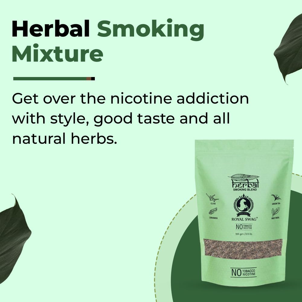 Royal Swag Tobacco & Nicotine Free Smoking Mixture With 100% Natural Herbal Smoking Blend 1 Pack 100gm Royal Swag Tobacco & Nicotine Free Smoking Mixture With 100% Natural Herbal Smoking Blend 1 Pack 100gm