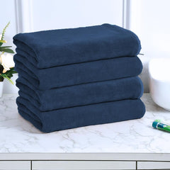Black Gold The Finer Touch Premium Microfiber Bath Towels 1600 Gsm | Lightweight Ultra-Soft Fade Resistant (Navy Blue) - 4 Pcs