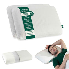 Memory Foam Pillow For Neck & Shoulder Pain Relief - King Size - 6 Inch | Cervical Thick Pillow For Sleeping, Orthopedic Bed Pillow For Back & Stomach Sleepers - Medium Firm - Pack Of 2