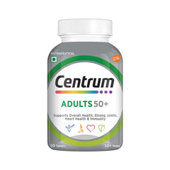 Centrum Adult 50+, World's No.1 Multivitamin With Calcium , Vitamin D3 & 21 Other Nutrients For Overall Health, Strong Joints & Heart Health | 50 Veg Tablets , 100gm 0.2lbs