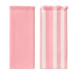 Ehlor Premium Bamboo Towel | Ultra-Light & Quick Dry | Antibacterial & Odor-Free | Eco-Friendly Bath Towel For Travel, Gym & Daily Use | Pink & Pink Stripes Stripes (Pack Of 2)