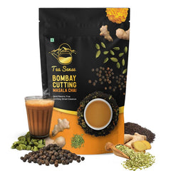 Tea Sense Bombay Cutting Masala Chai - 200gm, 7.05 Ounce | Assam CTC, Cardamom, Fennel, Dried Ginger, Black Pepper - Rich Flavor & Strong Chai Patti, High Caffeine | The Perfect Blend Loose Leaves