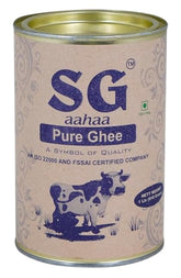 Organic Desi Cow Ghee By SG Aahaa | Rich Source Of Vitamin & Protein Fiber Pure Healthy Cow Ghee Perfect For Cooking, Baking | (500ml) 16.9 Ounce | Tin Pack