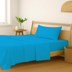 Plain Single Size Bedsheet With 1 Pillow Cover - 54 X 90 Inches, Peacock Blue | Breathable & Skin-Friendly - Suitable For Use All Year Long | Ideal Gift For Weddings