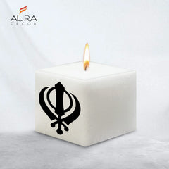 3 INCH SQUARE CANDLE UNSCENTED PILLAR KHALSA CANDLE | BURNING TIME 35 HOURS