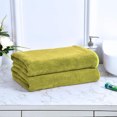 Hanorix 100% Cotton Large Size Bath Towel 900 Gsm | Soft Bath Towel For Men & Women Ultra Absorbent Cotton Towel Soft & Absorbent Towel (Green) - Pack Of 2