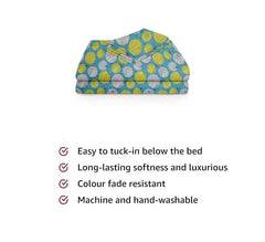 Single Bedsheet With One Pillow Cover - 60 X 90 Inches, Sky Blue & Yellow | Super Soft Premium Brushed Glace Cotton Bedsheet, Breathable & Wrinkle Free