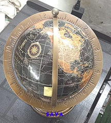 Antique Brass Educational World Globe With Compass, Political Map Globe For Home Decor, Office, Kids & Students Learning (12 Inch - Black) Pack Of 1