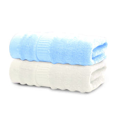 Mush 100% Bamboo 600 Gsm Bath Towel | Ultra Soft, Absorbent & Quick Dry Towel For Bath | Towel Set Of 2 | Couple Towel Set (Sky Blue & White)