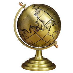 Retro Style Antique Finish Metal Globe Table Decorative Showpiece For Study Table Home & Office 11.5 Cm, For Kids & Students Learning, Pack Of 1